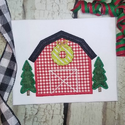 Christmas barn machine applique design